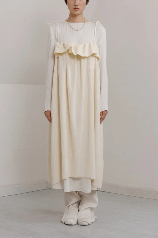 Big Discounts Cream Frill Dress