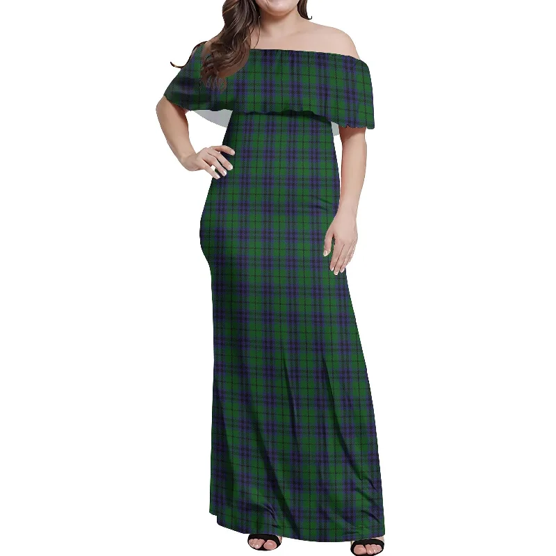 Value Deals Austin Tartan Off Shoulder Long Dress