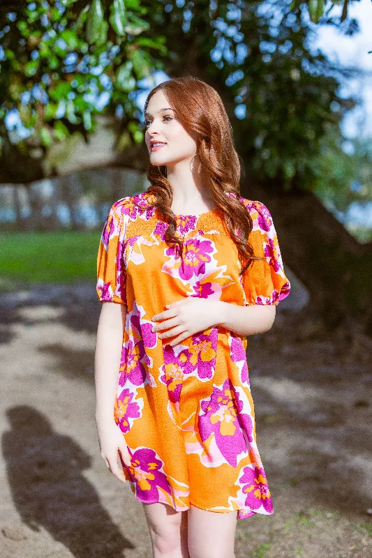 Clearance Sale Tropical Flower Print Mini Vacation Dress by Umgee Clothing