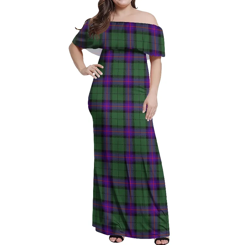 Midnight Sale Armstrong Modern Tartan Off Shoulder Long Dress