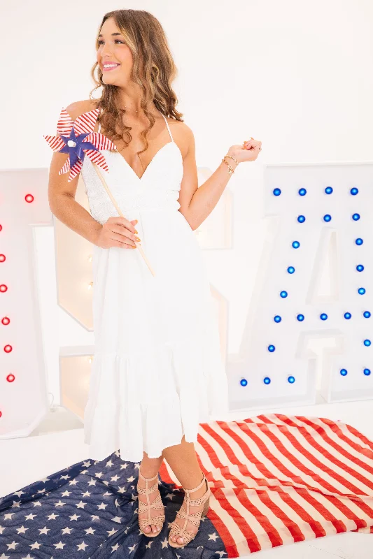 Weekend Deal Lace Cami Textured Tiered Midi Dress With Back Tie by She + Sky