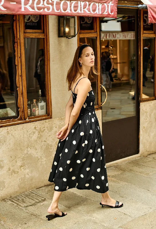 Exclusive Deal Mael Smocked Polka Dot Midi Dress