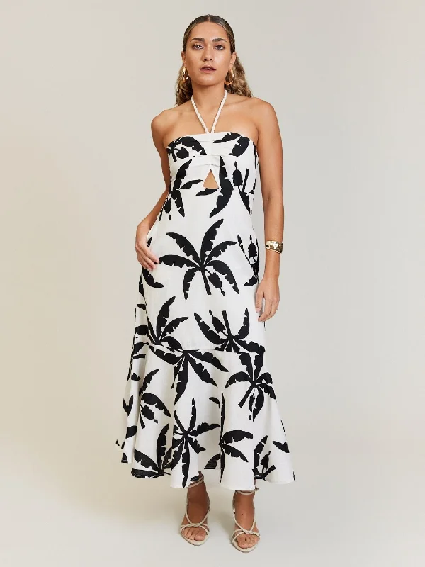 Year-End Sale TROPICALE HALTER DRESS ONYX