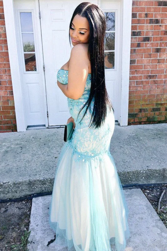Super Sale Unique Sweetheart Mermaid Plus Size Prom Dresses with Appliques Floor Length Dresses N2228