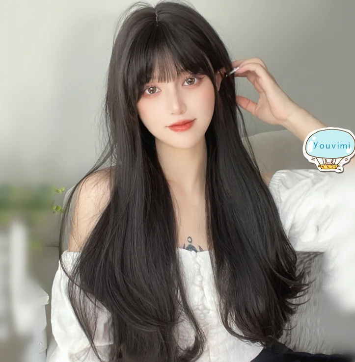 Price Buster Natural black brown long curly wig yv30581
