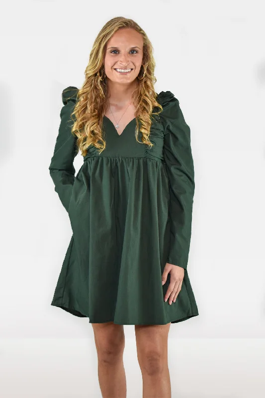 Big Discounts Sweetheart Neckline Long Sleeve Mini Dress with Puff Shoulder Detail by Entro Clothing