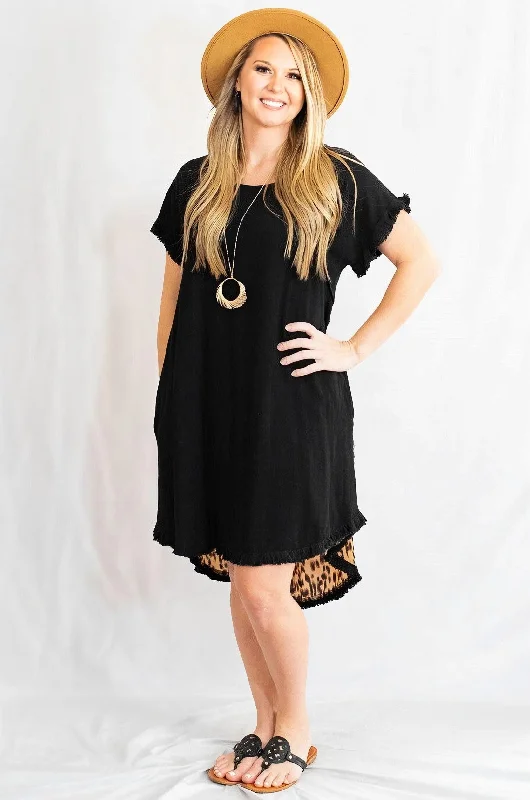 Act Now Animal Print Back Linen High-Low Dress by Umgee Clothing