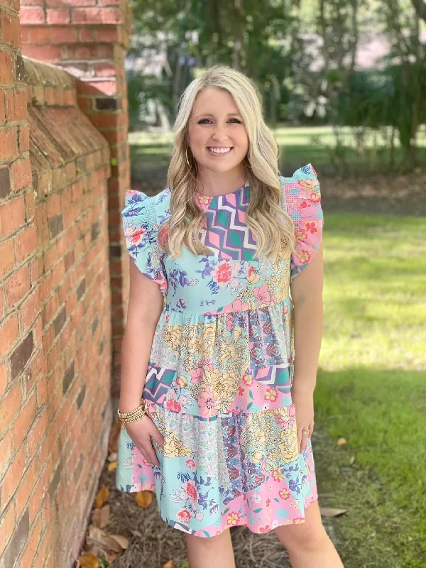 Seasonal Sale SU Mix Pattern Dress