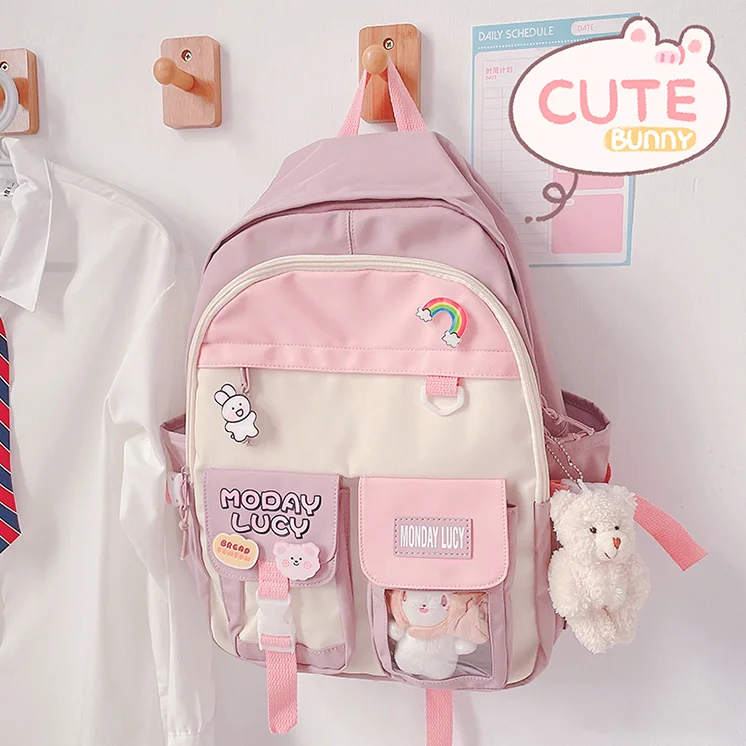 pink + bear + badge