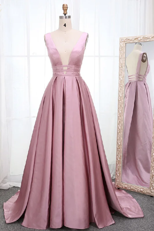 Quick Sale V-Neck Sleeveless Long Prom Dresses A Line Ruched Long Evening Dresses N2272