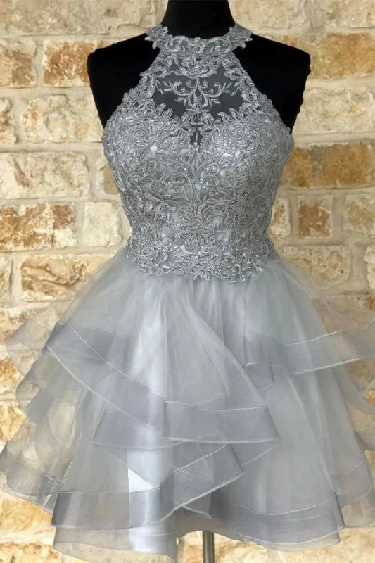 Buy Now Gorgeous A-line Halter Homecoming Dress With Ruffle