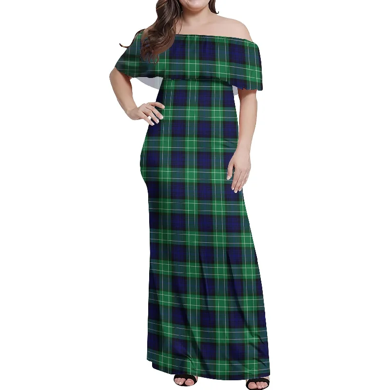 Final Markdown Abercrombie Tartan Off Shoulder Long Dress