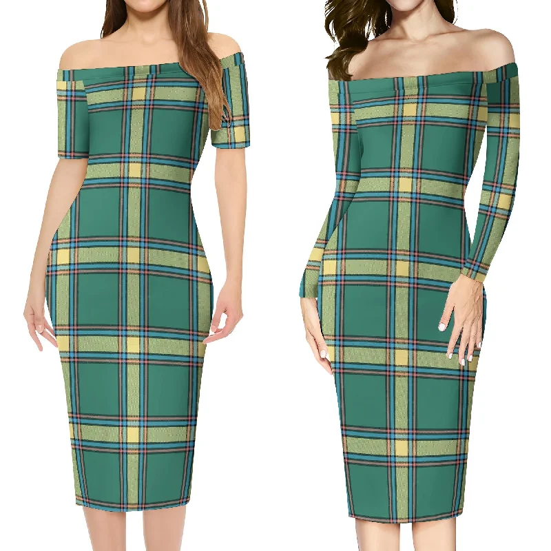 Act Fast Alberta Province Canada Tartan Off Shoulder Lady Dress