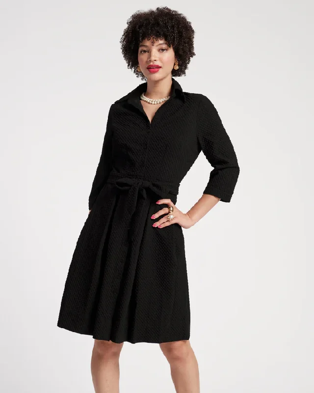 Savings Event Bellini Midi Dress Waffle Weave Black