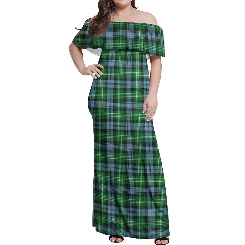 Deal Dash Arbuthnot Ancient Tartan Off Shoulder Long Dress