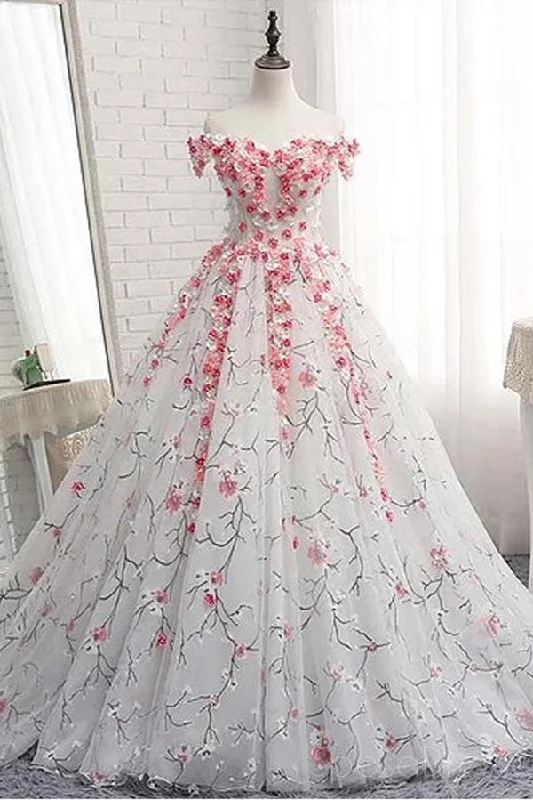 Limited Stock Off Shoulder Lace Applique Evening Prom Dresses Cheap Custom Sweet 16 Dresses N1493