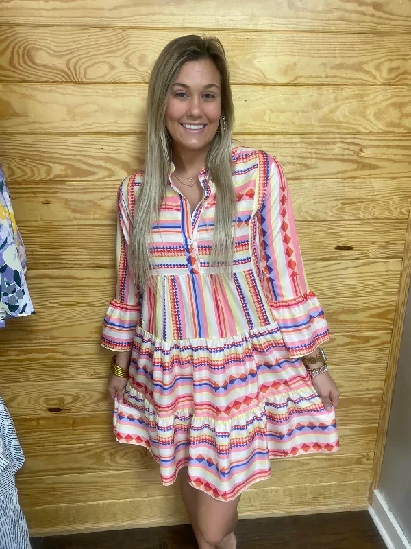 Limited Stock SU Aztec Bell Sleeve Dress