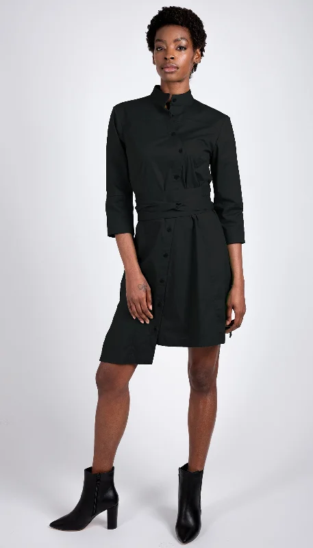 Daily Specials Classic Obi belt Shirtdress w/ 3/4 Sleeves / Black