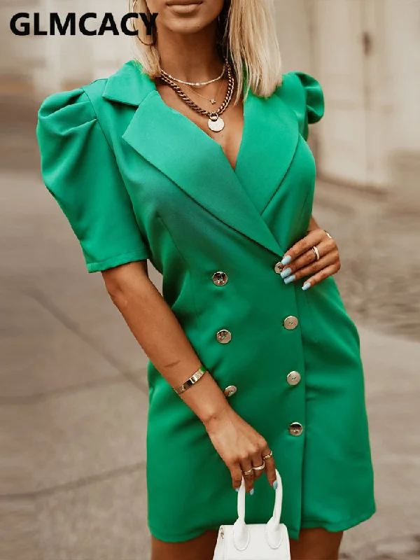 Savings Spectacular Green Double Breasted Blazer Dress - Fern and Oak
