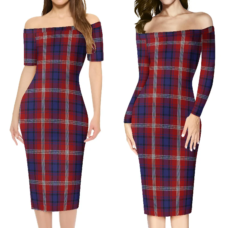 Limited Availability Ainslie Tartan Off Shoulder Lady Dress