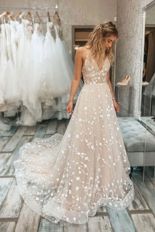 Final Markdown Beautiful A Line Spaghetti Straps Light Champagne Wedding Dress