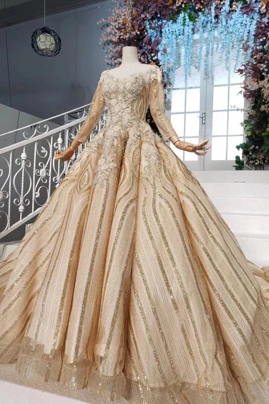 Daily Deals Stunning Ball Gown Long Sleeves Prom Dresses Pretty Long Sleeve Quinceanera Dresses N2244