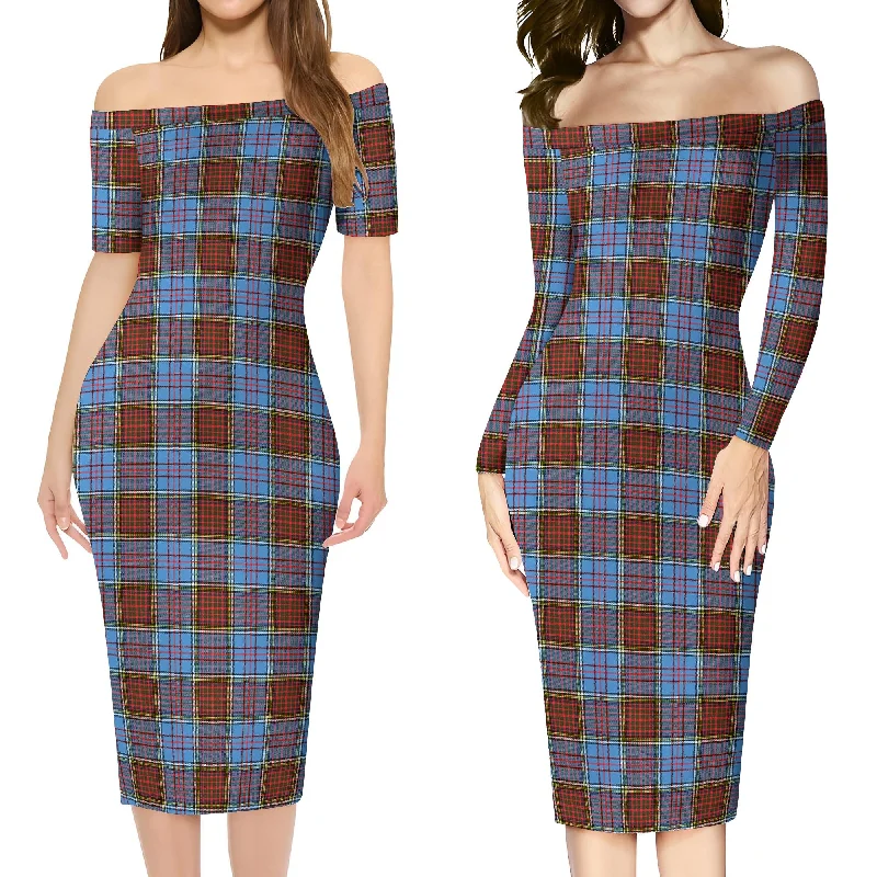 New Deals Anderson Modern Tartan Off Shoulder Lady Dress