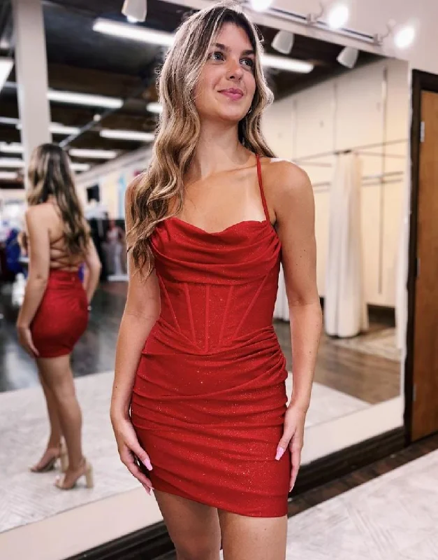 Price Break Charming Bodycon Corset Back Glitter Homecoming Party Dress