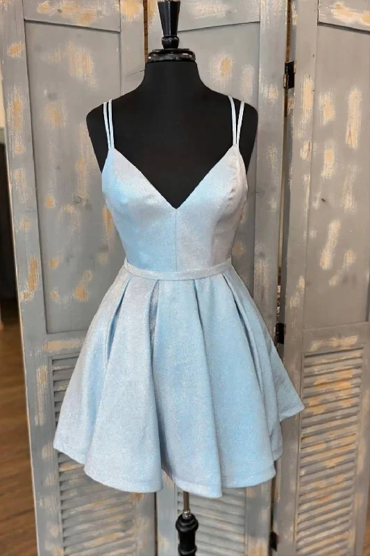 Quick Sale Simple A-line V Neck Mini Homecoming Dress