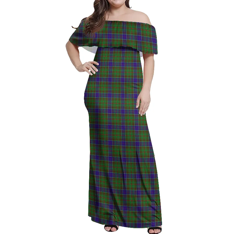 Today's Special Adam Tartan Off Shoulder Long Dress