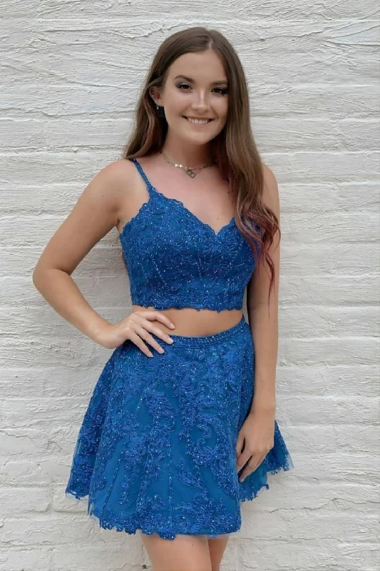 Today’s Deal Two-piece Royal Blue Short Homecoming Dress With Sequin