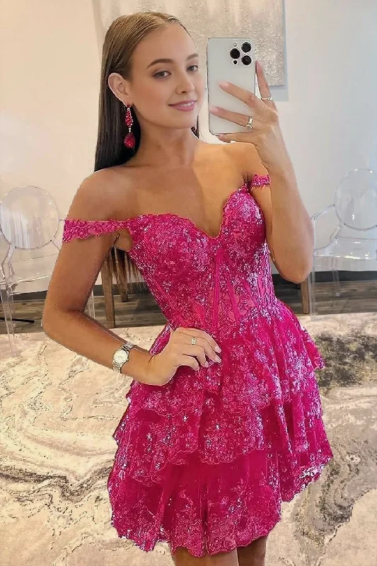 Amazing Deals Short A-Line Sweetheart Tiered Homecoming Dress