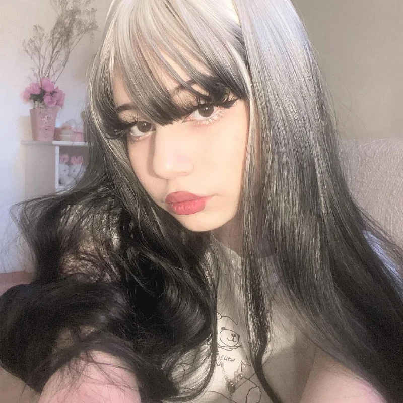 Price Cut Review for Lolita white black gradient curly hair YV43796