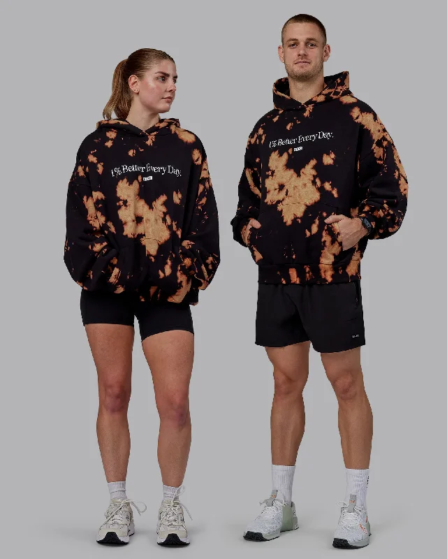 Sale Event Unisex 1% Better Hoodie Oversize - Black-Bleach-Tie Dye