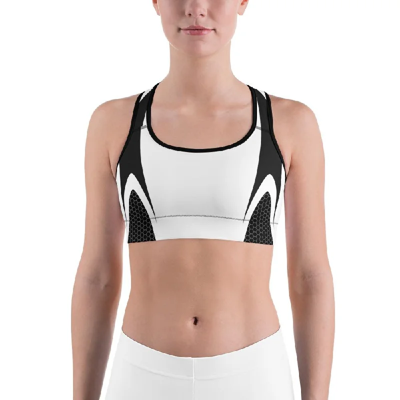 Fantastic Deals Black & White Honeycomb Carbon Sports Bra