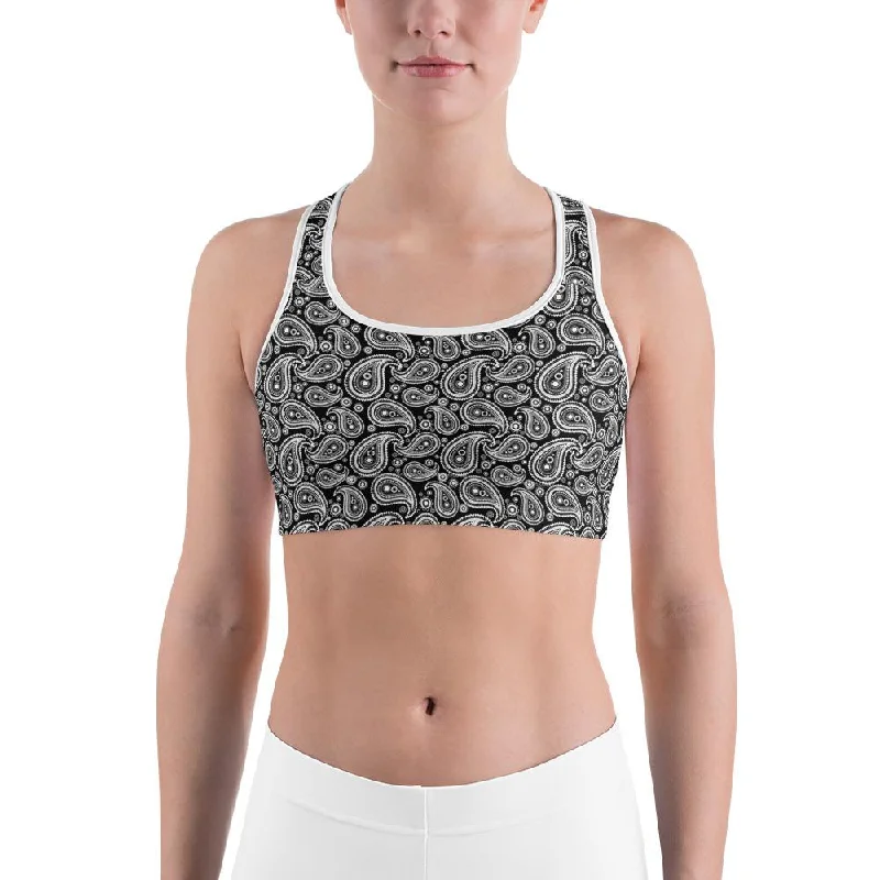 Bargain Prices Black & White Paisley Sports Bra