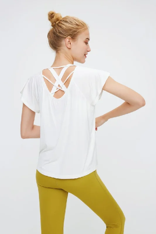 Reduced Prices BreeLite™ Women's Relaxed-Fit Cross Back Short-Sleeve T-Shirt