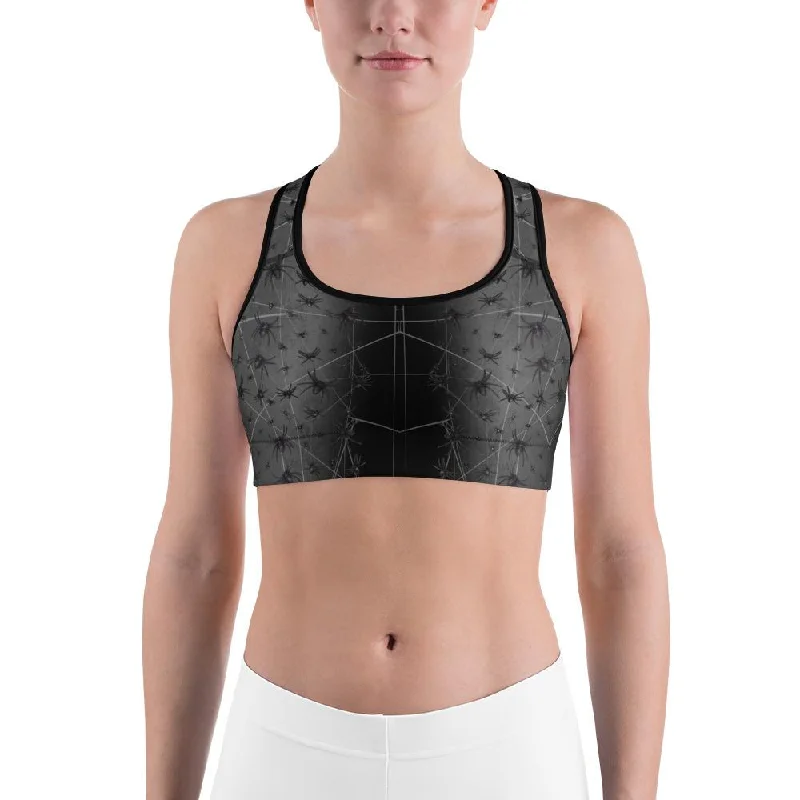 Seasonal Clearance Crawling Spiders Sports Bra