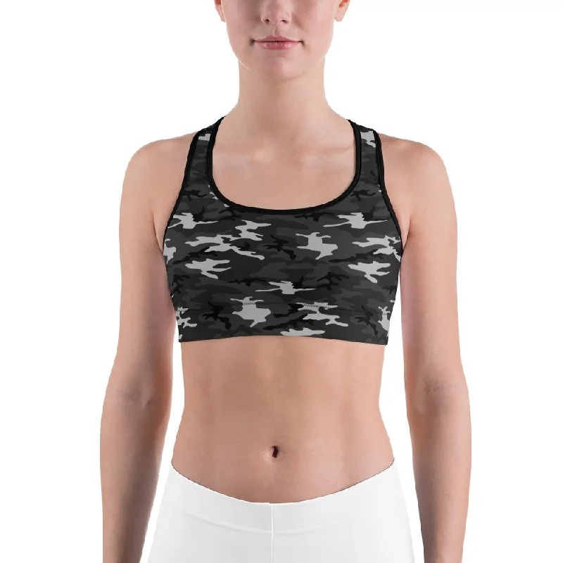 Bargain Bin Dark Grey Camo Sports Bra