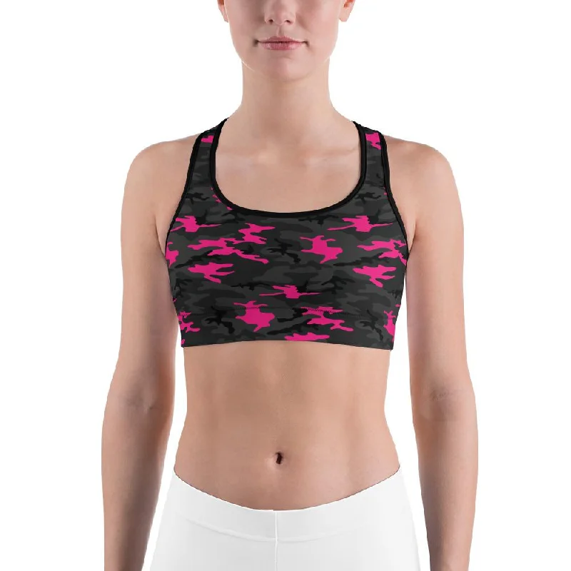 Deal Alert Dark Pink Camo Sports Bra