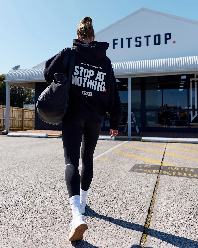 Price Cut Unisex Fitstop Stop at Nothing Hoodie Oversize - Black