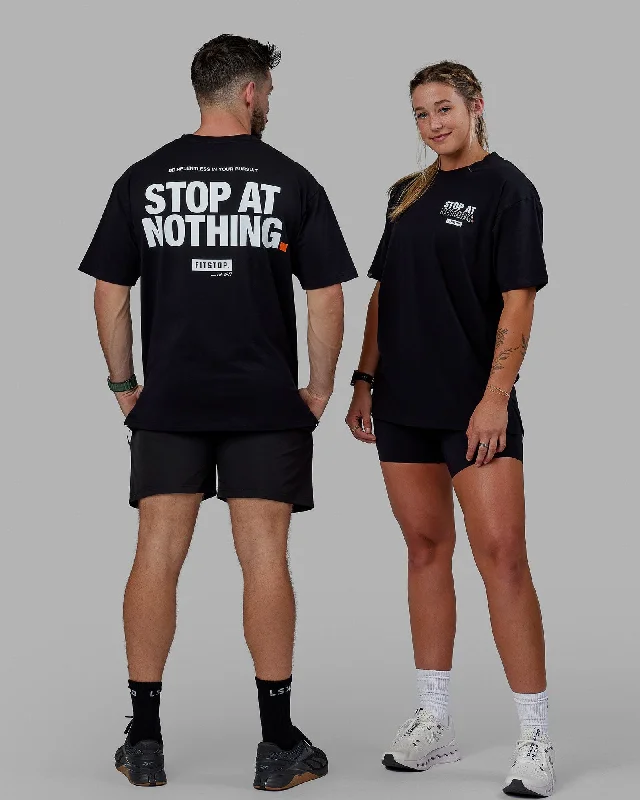 Last Chance Unisex Fitstop Stop at Nothing Tee Oversize - Black-White