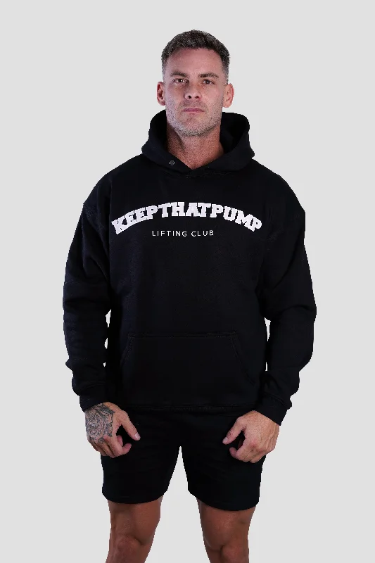 Super Sale Lifting Club Hoodie - Black with baby Pink logo