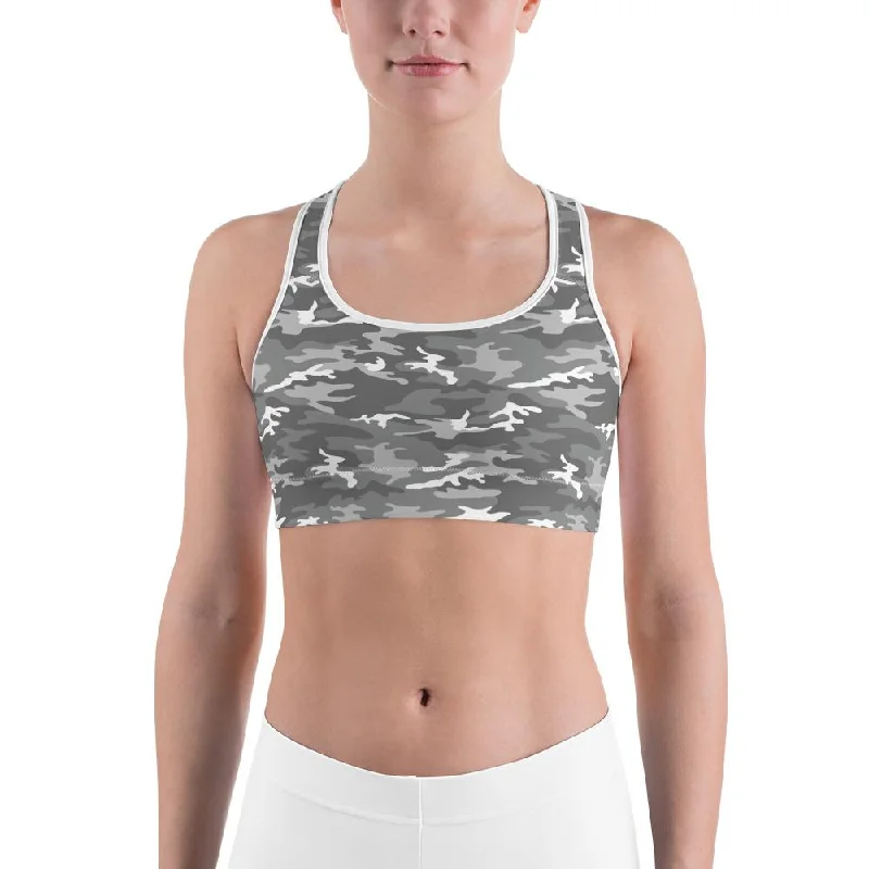 Take Advantage Light Grey Camo Sports Bra