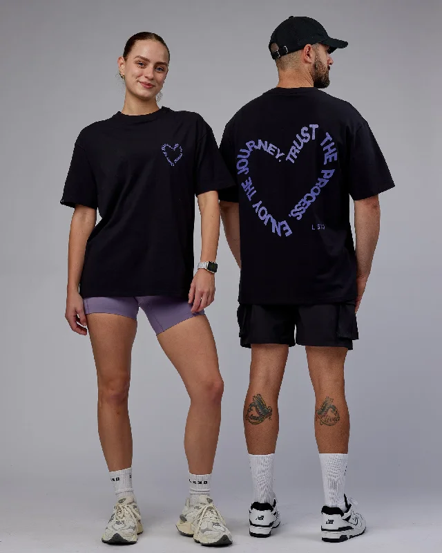 Fantastic Offers Unisex Love The Process FLXCotton Tee Oversize - Black-Dahlia Purple