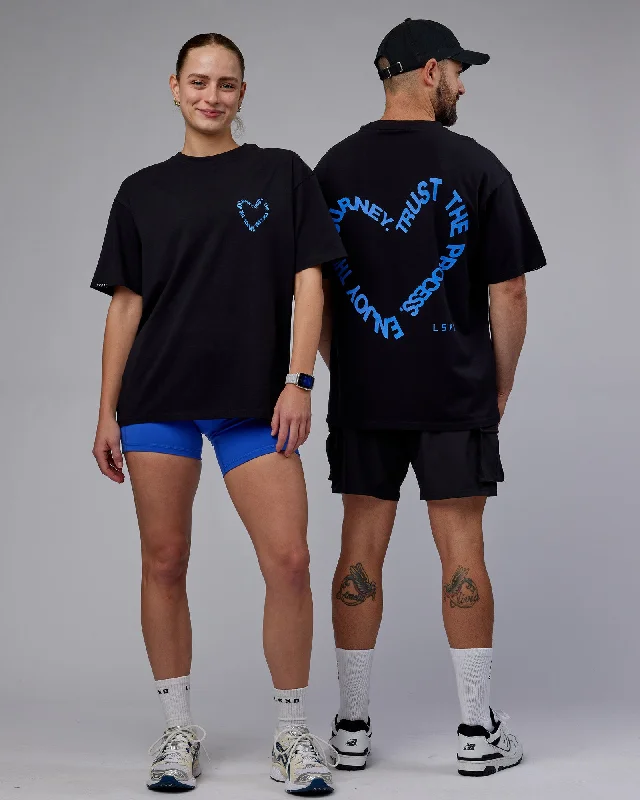 Price Drop Alert Unisex Love The Process FLXCotton Oversize Tee - Black-Power Cobalt