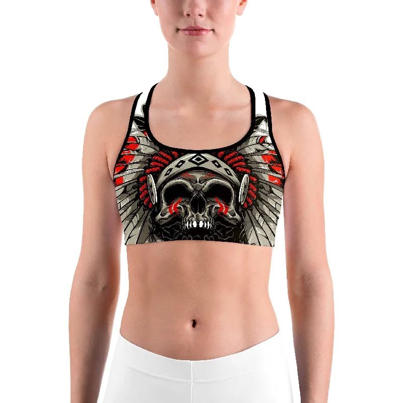 Low Prices Native Chief Skull Sports bra