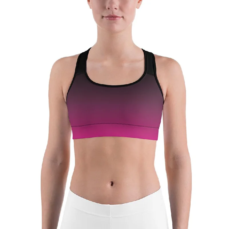 Unmissable Offer Ombre Black to Pink Sports Bra