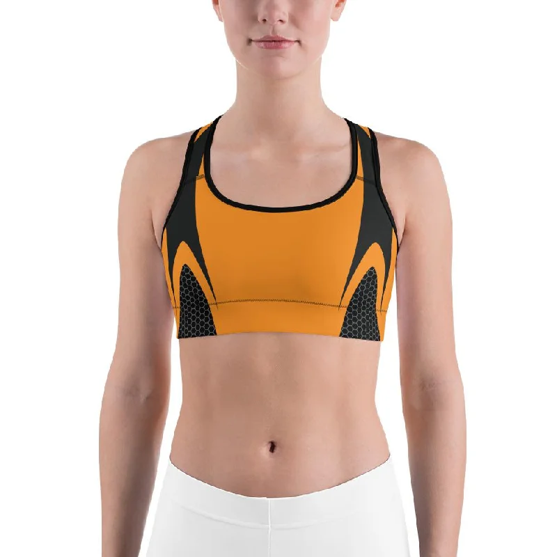 Daily Specials Orange Honeycomb Carbon Sports Bra