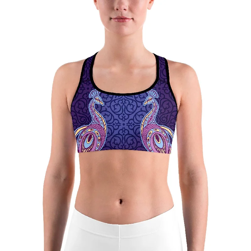 Huge Discounts Ornamental Peacock Sports Bra